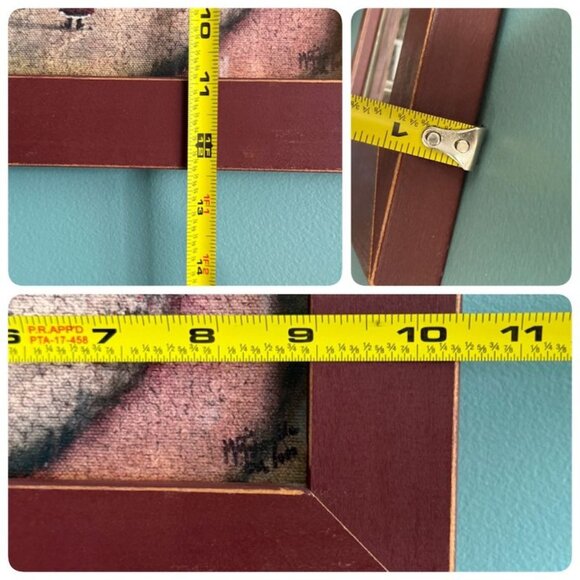 Vintage 1988 Framed Folk Art Print With Schoolhouse & Children - Picture 5 of 8